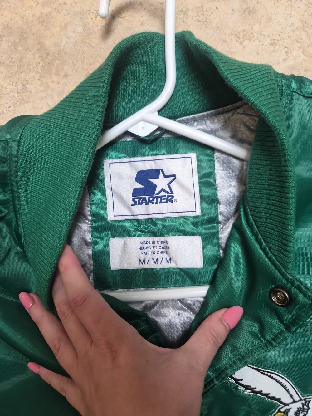 Mens Vintage Starter Eagles Jacket Varsity Jacket Bomber Green Retro Size Medium